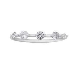 LC Lauren Conrad CZ Cubic Zirconia Station Band Dainty Ring Silver Tone Size 9